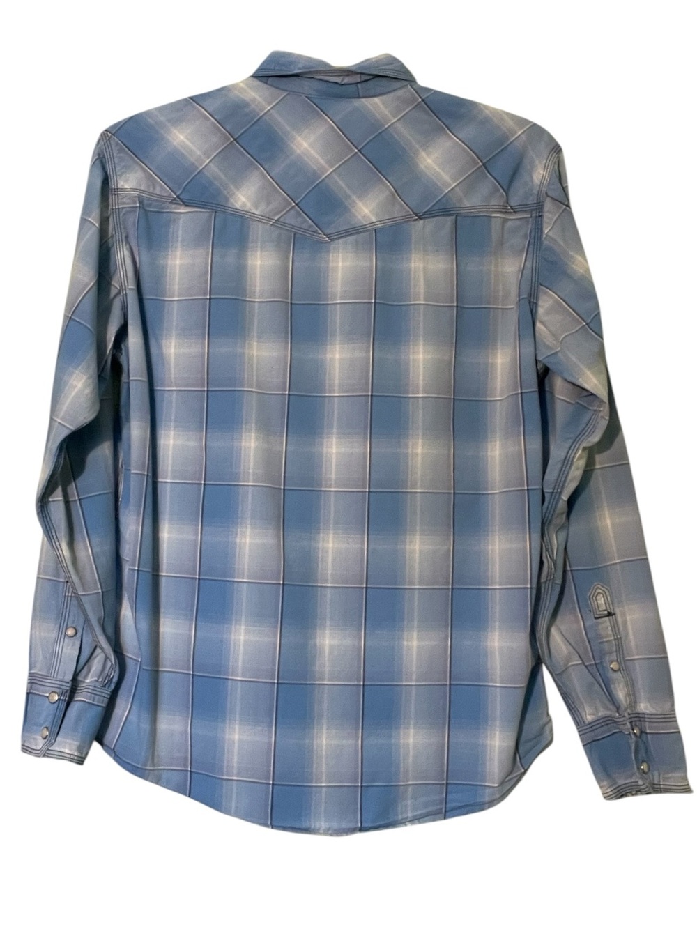 Wrangler Blue Plaid Western Button-Down Shirt. Size large GUC - Picture 5 of 9